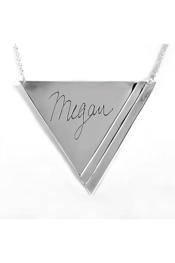 Personalized Engraved Handmade Triangle Name Necklace
