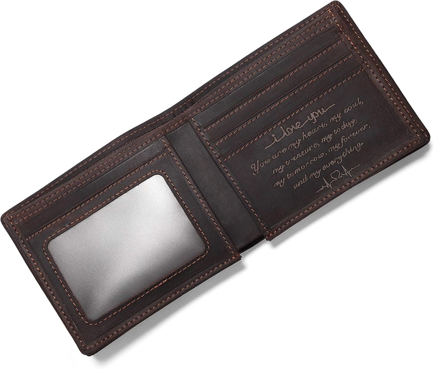 Personalized Engraved Leather Wallet for Dad Son Husband Boyfriend ...
