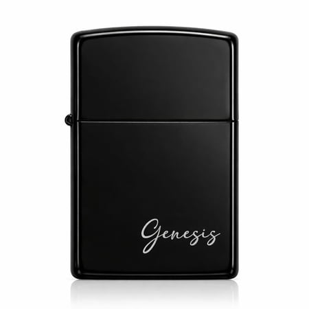 Personalized Engraved Lighter with Case – Custom Name Monogram Lighter Gift for Men, Groomsmen, Bachelor Party, Dad, Husband, Boyfriend (Black)