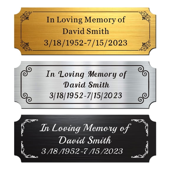 Personalized Engraved Memorial Plaque Solid Metal Name Plate 1x3 in for Doors Urns Name Label Plaques with Adhesive Backing
