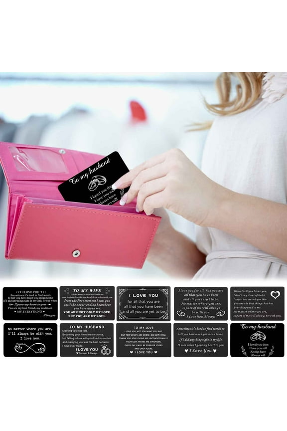 Personalized Engraved Message Wallet Insert for Him - Birthday Anniversary Christmas Valentines,Custom Engraved Metal Card for Husband Boyfriend from Girlfriend Wife
