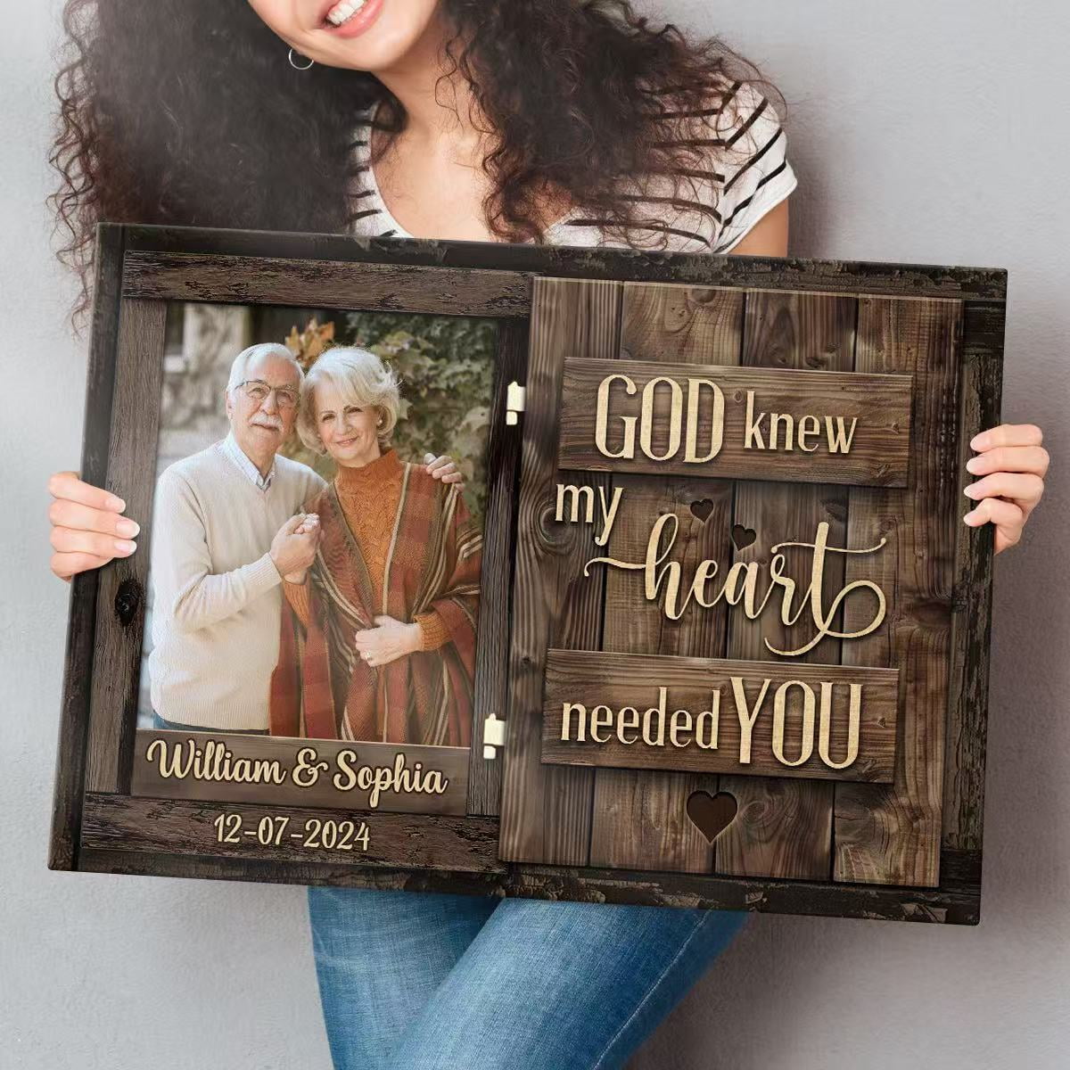 Personalized Engraved Photo Canvas for Couples, Customizable with Names, Date, Handcrafted Anniversary Gift, Wedding Keepsake