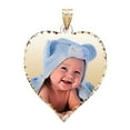 thumbnail image 1 of Personalized Engraved Picture Necklace Heart Shaped Custom Photo Pendant Customized Necklace with Picture Inside Diamond Cut Edge - 1 Inch x 1 Inch (10K Yellow Gold, Photo Only), 1 of 5