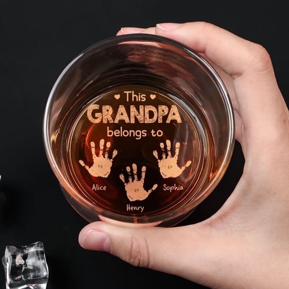 Personalized Engraved Whiskey Glass for Grandpa - Custom Name Old Fashioned Glass