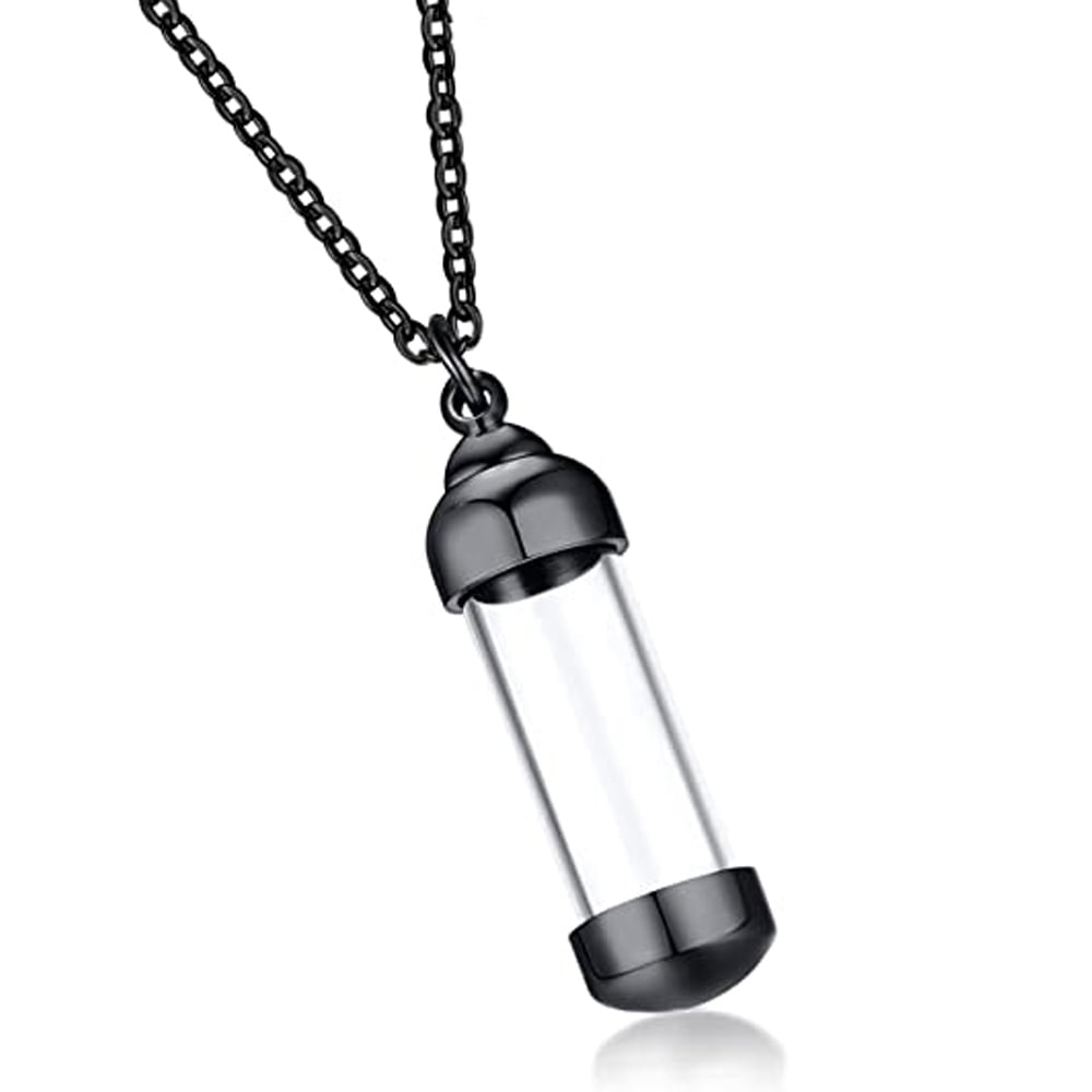 Personalized Engraving Acrylic Cylinder Urn Necklaces for Ashes Clear
