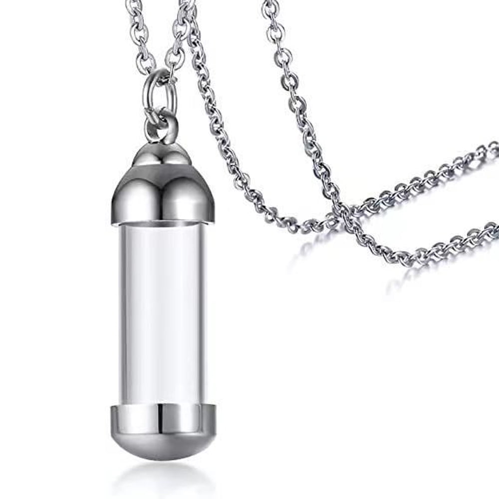 Personalized Engraving Acrylic Cylinder Urn Necklaces for Ashes Clear