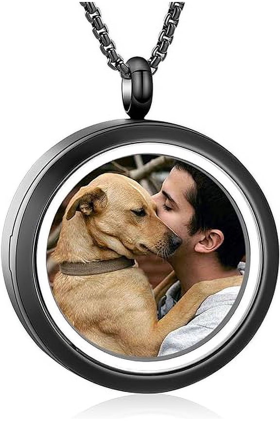 Personalized Engraving Circle Urn Necklaces for Ashes Clear Glass Cremation Locket Necklace for Women Men Memorial Urn Jewelry Keepsake Gifts