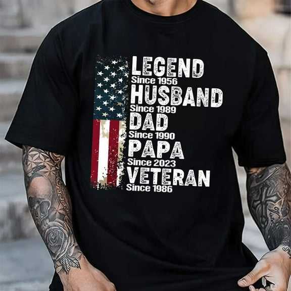 Personalized “Est. Legend” Dad Grandpa Shirt – Custom Husband Tee – 4th of July America Shirt – Father’s Day Gift for Him