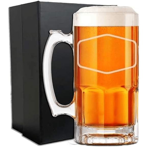 Personalized Etched 34oz Glass Beer Mug, Roberts, Customized Name, Custom Beer Gifts for Men, Father's Day$$Home Decor, Kitchen, & Other