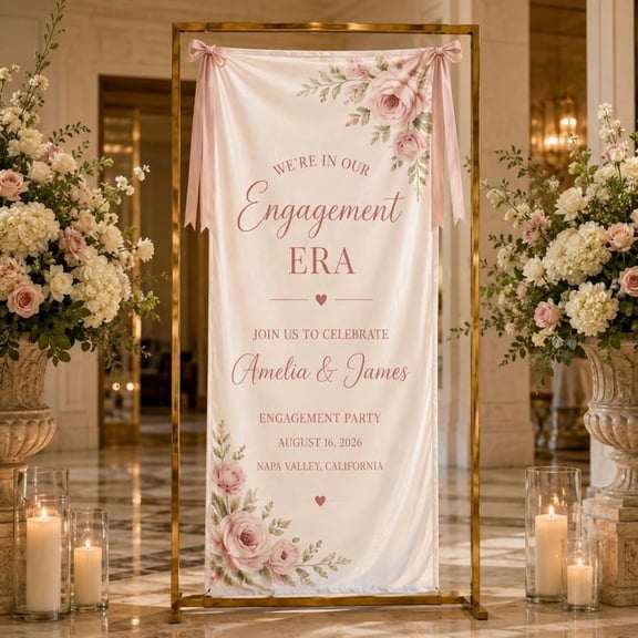 Personalized Event Satin Welcome Sign, Custom Celebration Banner, Fabric Party Backdrop