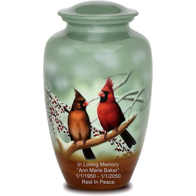 Personalized Extra Large Urns for Human Ashes, Customized Cardinal