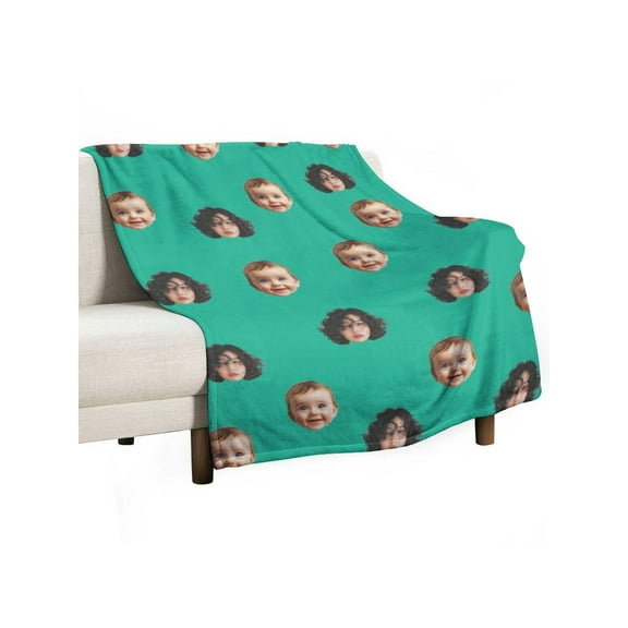 Personalized Face Christmas Tree Fleece Blanket,Custom Family Gift