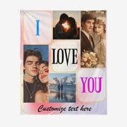 Personalized Face Christmas Tree Fleece Blanket,Custom Family Gift