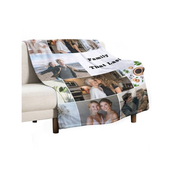 Personalized Face Christmas Tree Fleece Blanket,Custom Family Gift