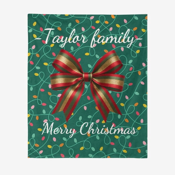 Personalized Face Christmas Tree Fleece Blanket,Custom Family Gift