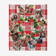 Personalized Face Christmas Tree Fleece Blanket,Custom Family Gift