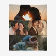 Personalized Face Christmas Tree Fleece Blanket,Custom Family Gift