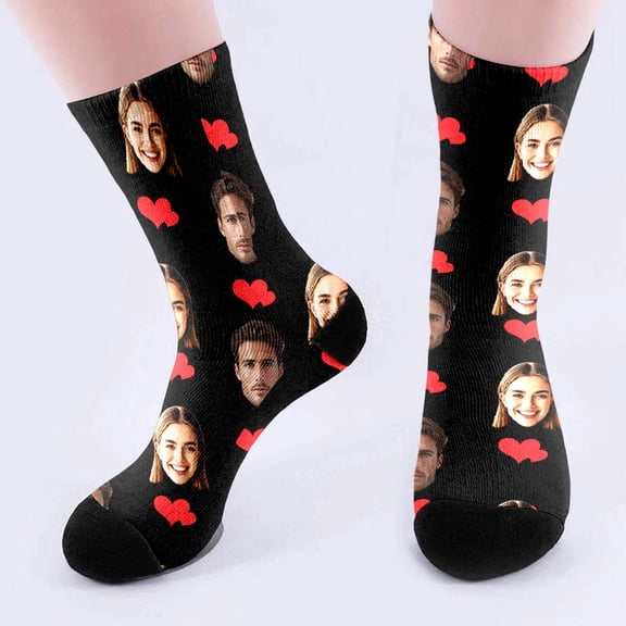 Personalized Face Socks Custom Sock with Photo Funny Gifts for Men Women (Black One Size)