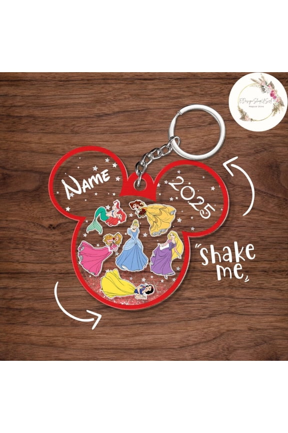 Personalized Fairytale Princess Keychain, Glass Slipper Princess Tower Princess Bookish Princess Ice Queen Kids Keychain, Fairytale Park Fairytaleland Princess Family Christmas Gifts (1 keychain)