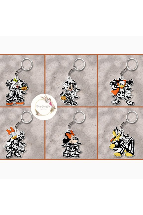 Personalized All Fairytale characters Skeleton Halloween Keychain, Cute Mouse Cute Mouse Space Warrior Toy Adventure keychains, Spooky season Halloween Gift (1 keychain)