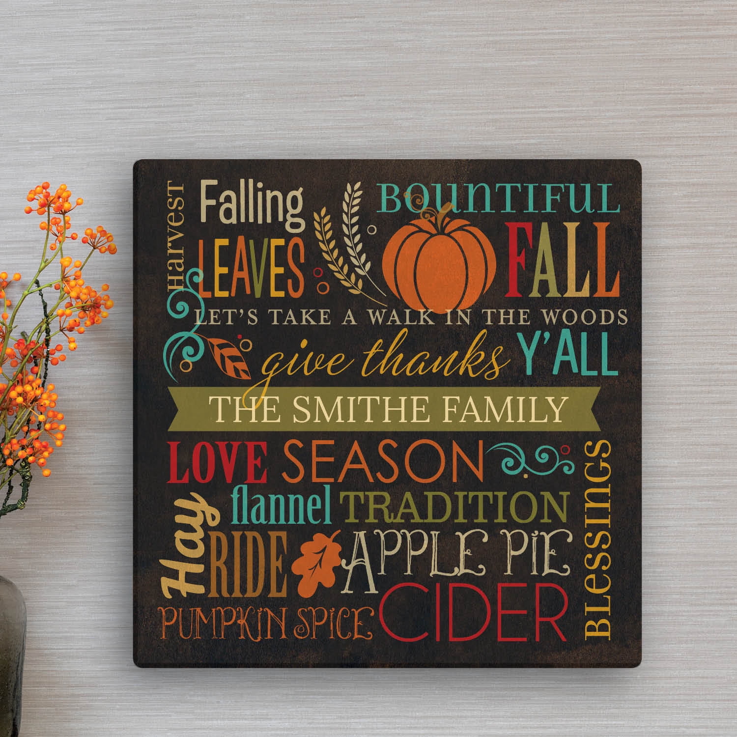 Personalized Fall Words Canvas Print