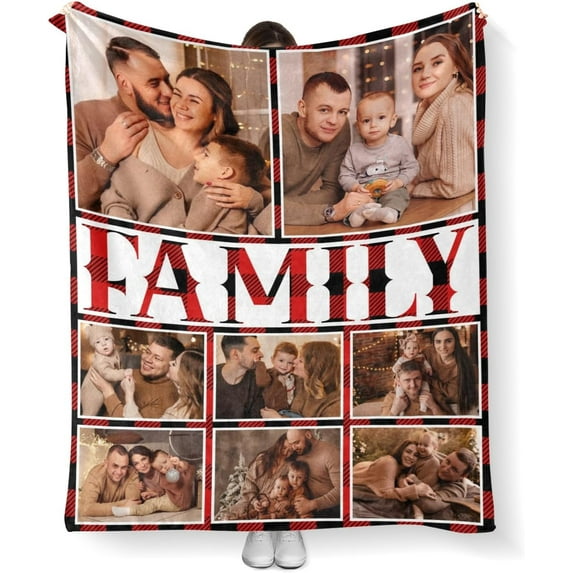 Personalized Family Blankets with Text Custom Blankets with Photos for Adults Family Baby Customized Throw Blanket Gifts for Birthday Anniversary Christmas New Year