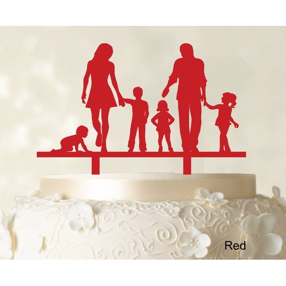 "Personalized Family Cake Topper Custom Silhouette Wedding Cake Topper Cake Decorations Option Available 6""-7"" Inches Wide"