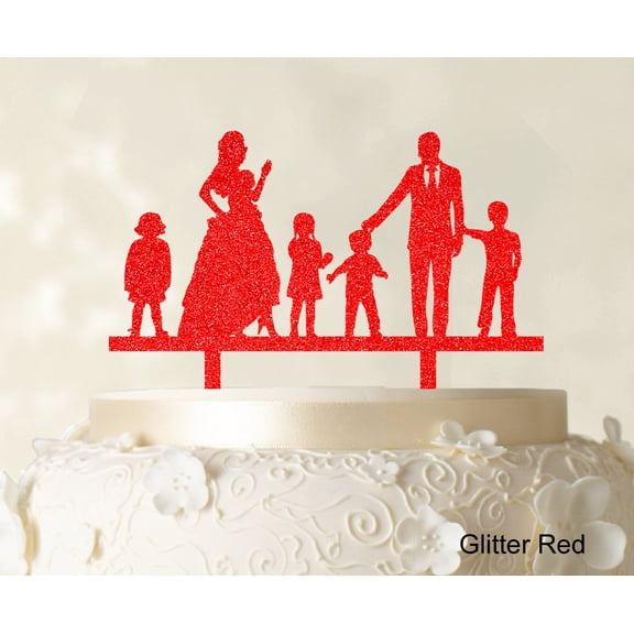 "Personalized Family Cake Topper Custom Silhouette Wedding Cake Topper Cake Decorations Option Available 6""-7"" Inches Wide"