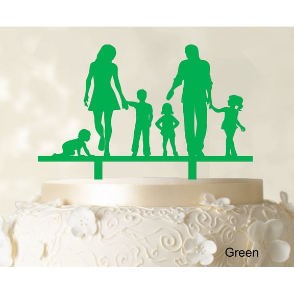 "Personalized Family Cake Topper Custom Silhouette Wedding Cake Topper Cake Decorations Option Available 6""-7"" Inches Wide"