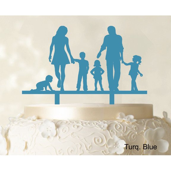 "Personalized Family Cake Topper Custom Silhouette Wedding Cake Topper Cake Decorations Option Available 6""-7"" Inches Wide"