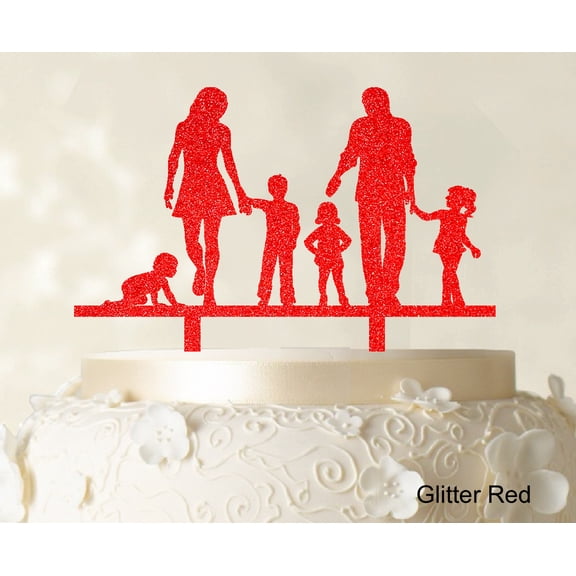 "Personalized Family Cake Topper Custom Silhouette Wedding Cake Topper Cake Decorations Option Available 6""-7"" Inches Wide"