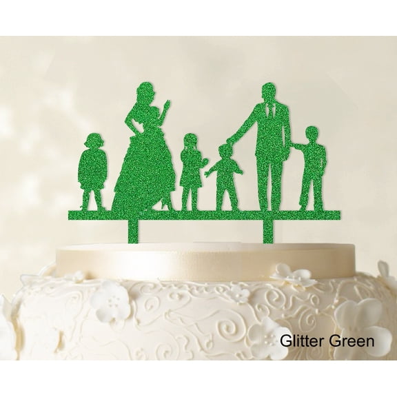 "Personalized Family Cake Topper Custom Silhouette Wedding Cake Topper Cake Decorations Option Available 6""-7"" Inches Wide"