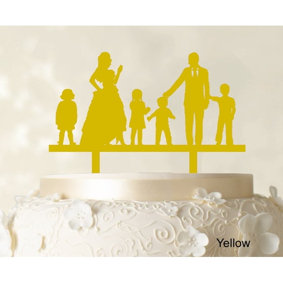 "Personalized Family Cake Topper Custom Silhouette Wedding Cake Topper Cake Decorations Option Available 6""-7"" Inches Wide"
