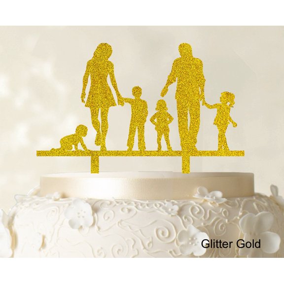 "Personalized Family Cake Topper Custom Silhouette Wedding Cake Topper Cake Decorations Option Available 6""-7"" Inches Wide"