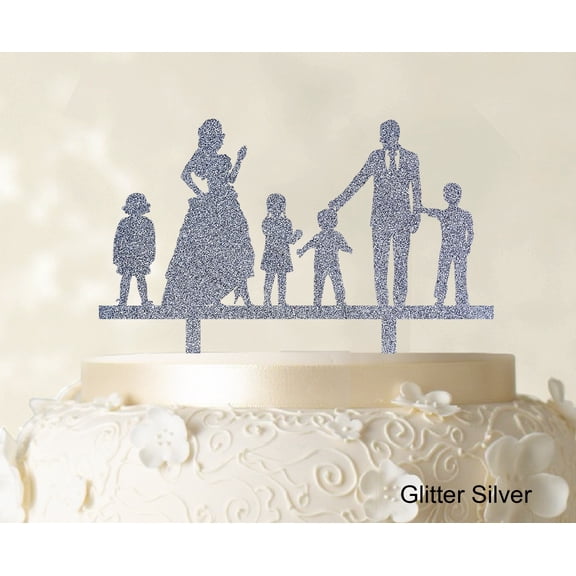 "Personalized Family Cake Topper Custom Silhouette Wedding Cake Topper Cake Decorations Option Available 6""-7"" Inches Wide"