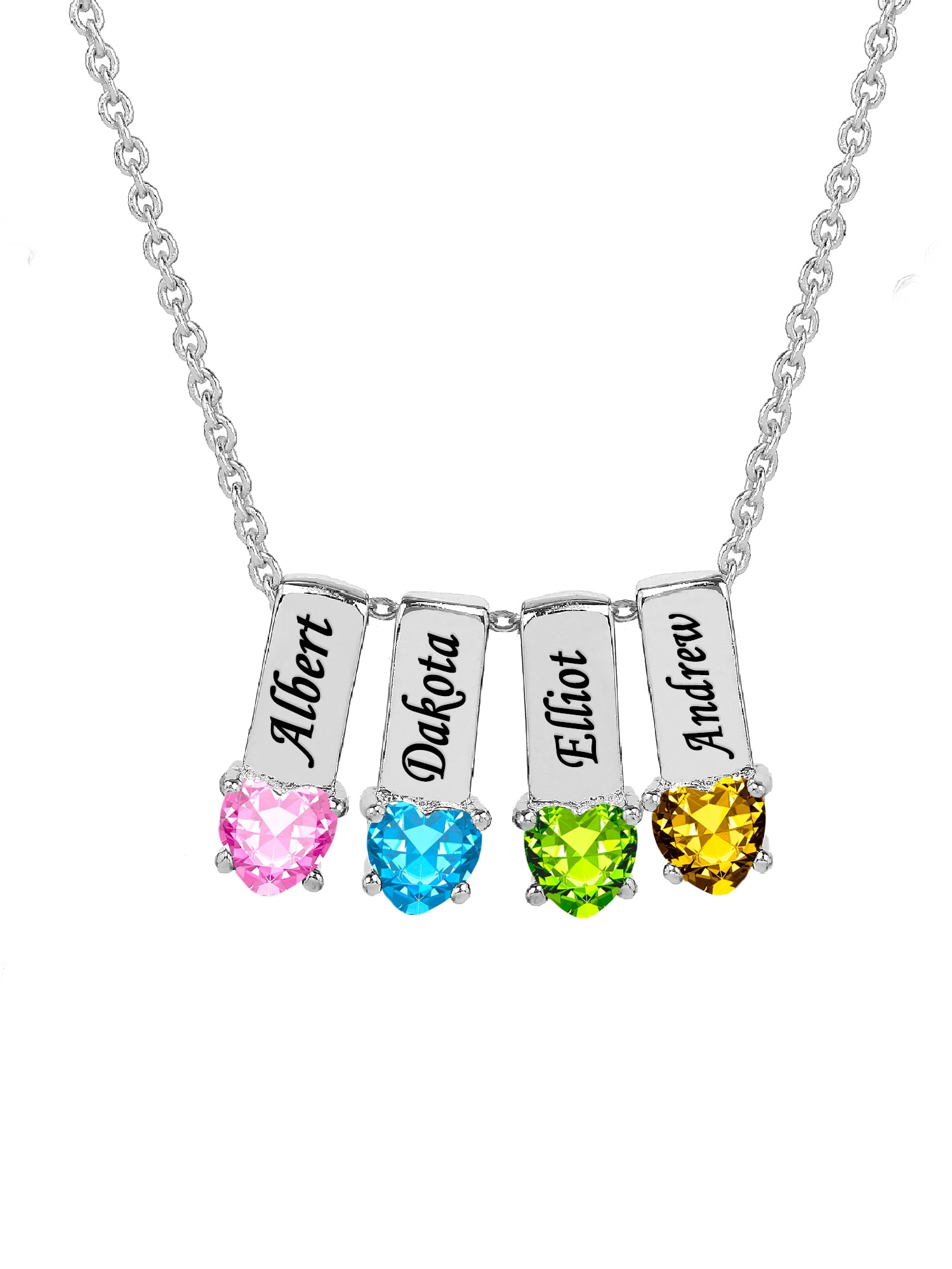 Personalized Family Charm Pendant with Up to 6 Heart-Shaped Birthstones