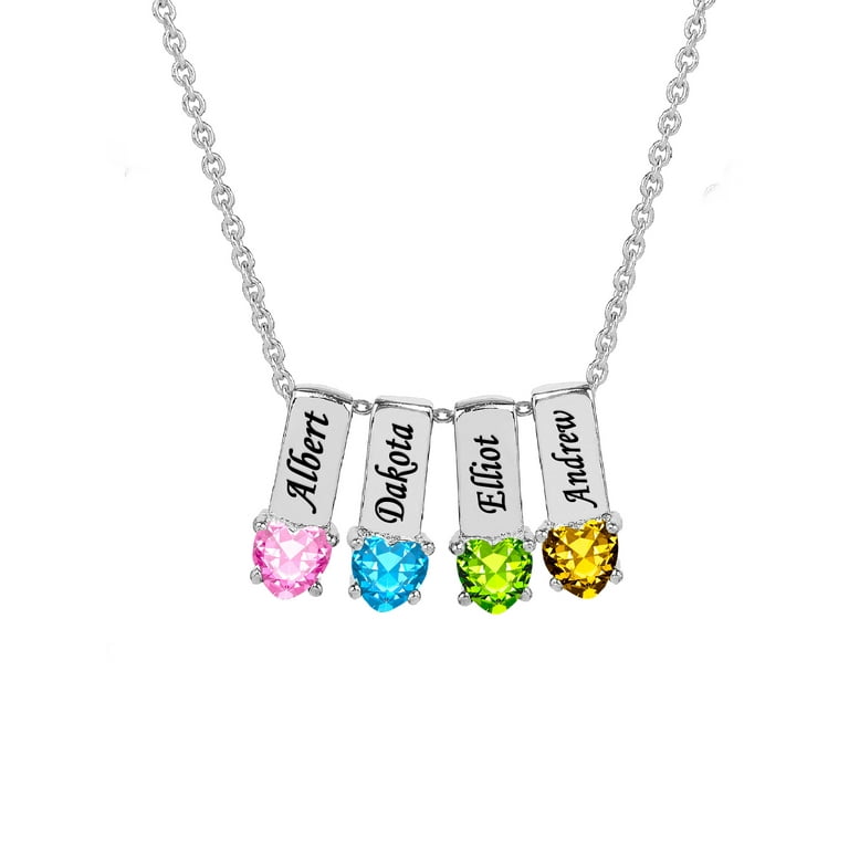Personalized Family Charm Pendant with Up to 6 Heart Shaped Birthstones