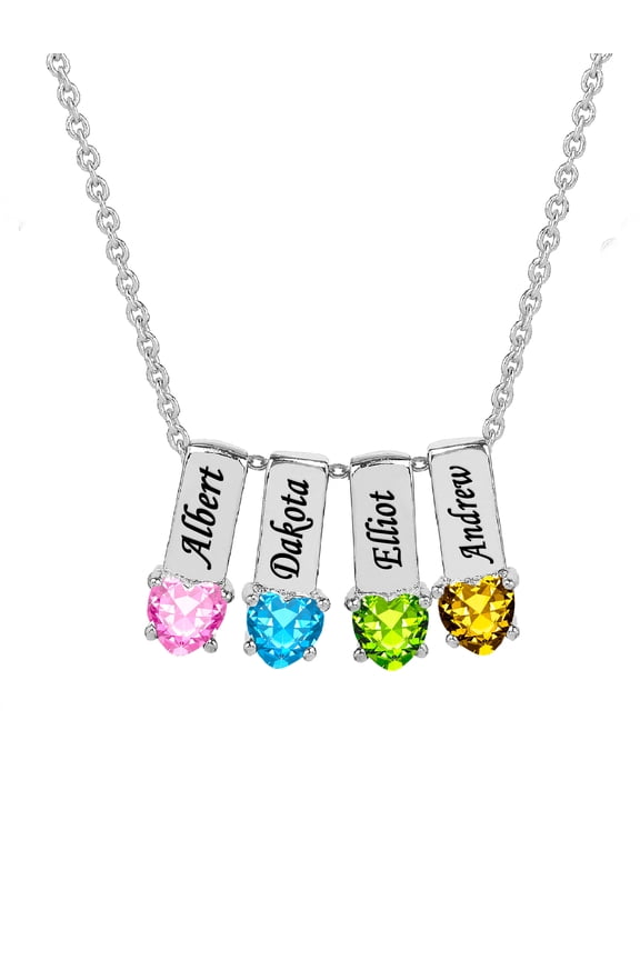 Personalized Family Charm Pendant with Up to 6 Heart-Shaped Birthstones