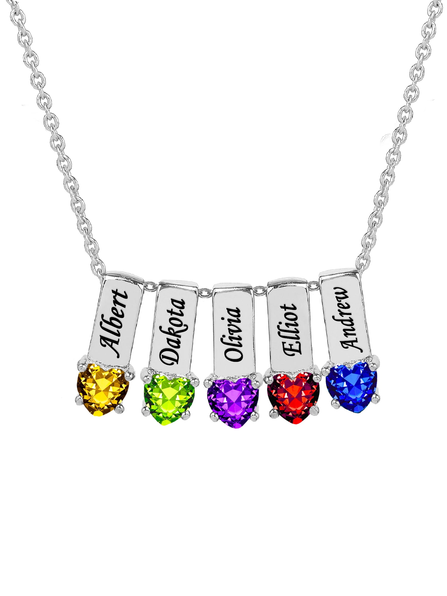 Personalized Family Charm Pendant with Up to 6 Heart-Shaped Birthstones