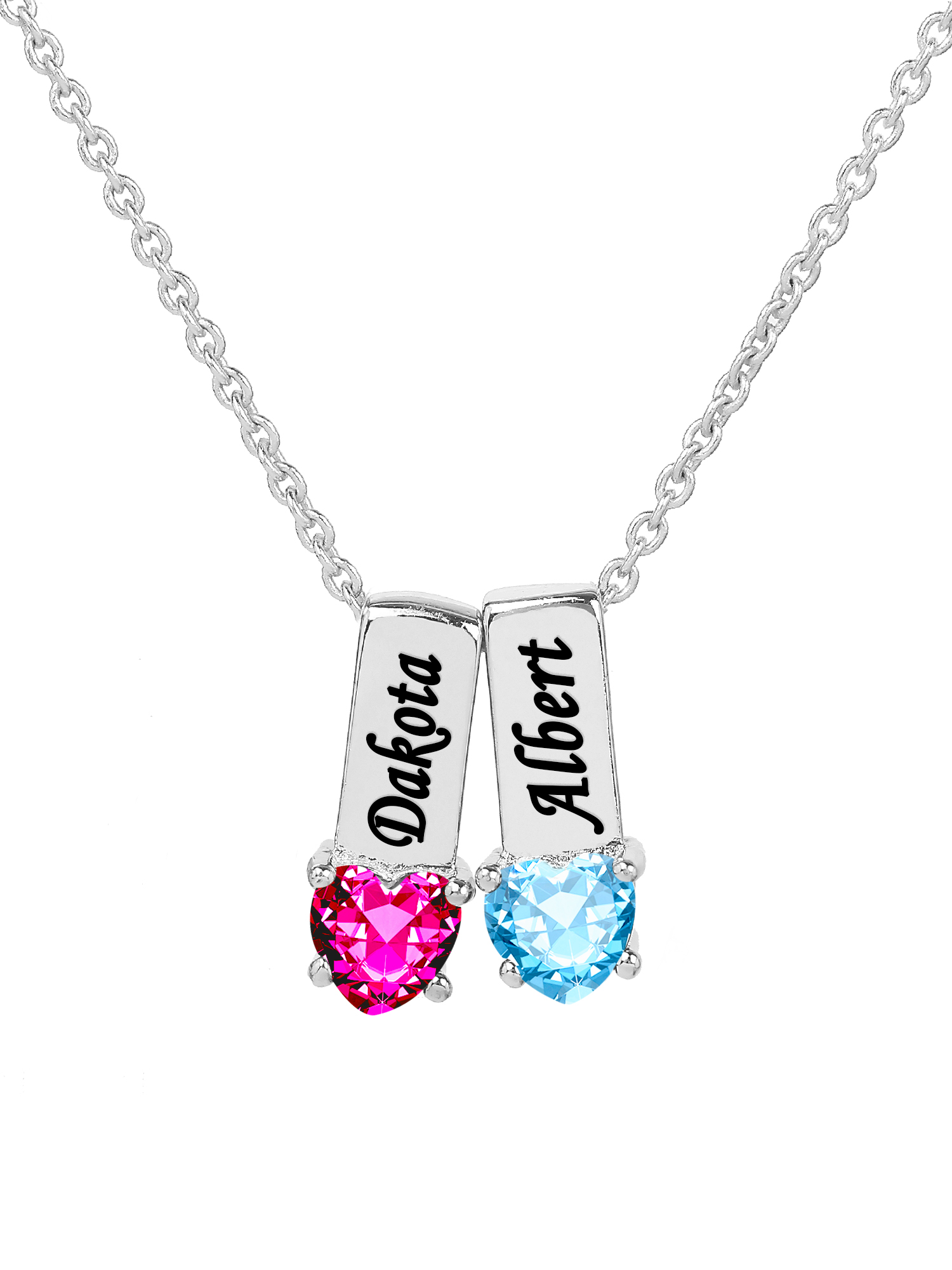 Personalized Family Charm Pendant with Up to 6 Heart-Shaped Birthstones