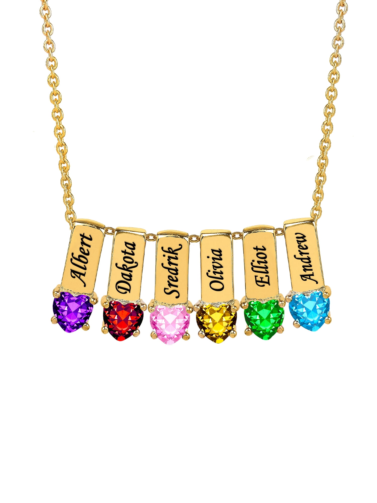 Personalized Family Charm Pendant with Up to 6 Heart-Shaped Birthstones