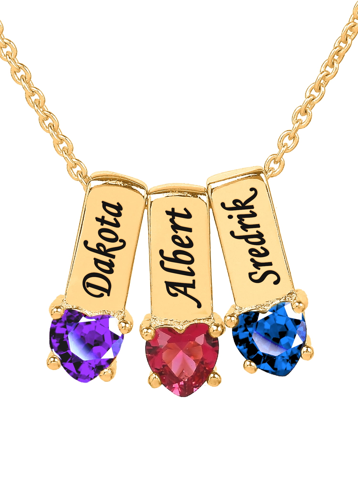 Personalized Family Charm Pendant with Up to 6 Heart-Shaped Birthstones