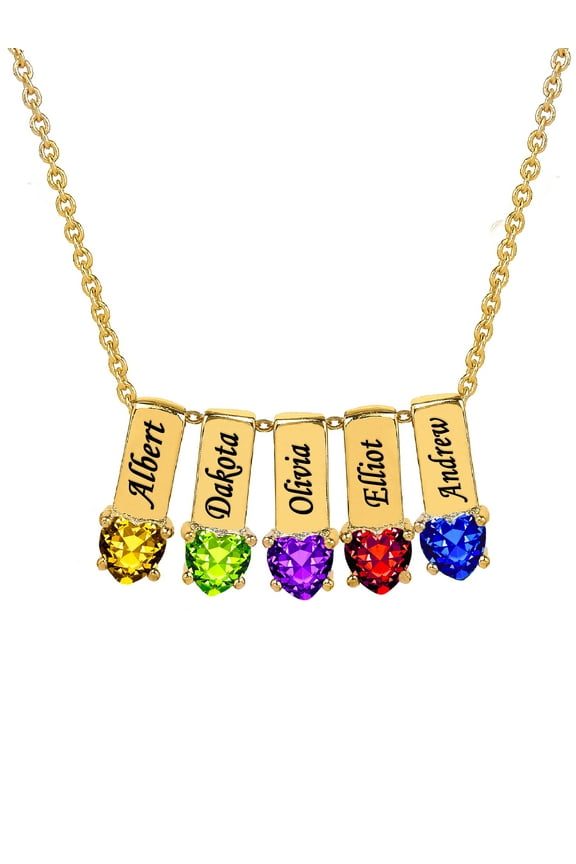 Personalized Family Charm Pendant with Up to 6 Heart-Shaped Birthstones