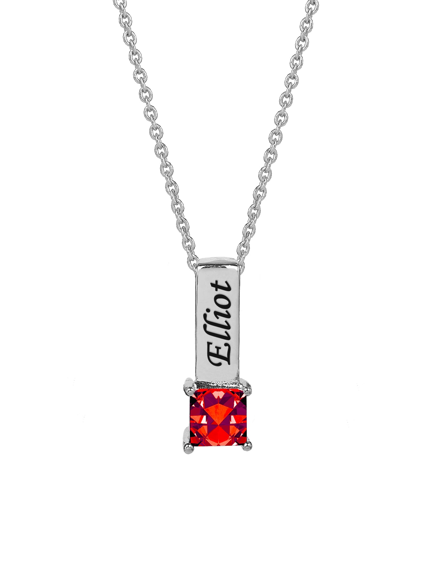 Personalized Family Charm Pendant with Up to 6 Square-Shaped Birthstones