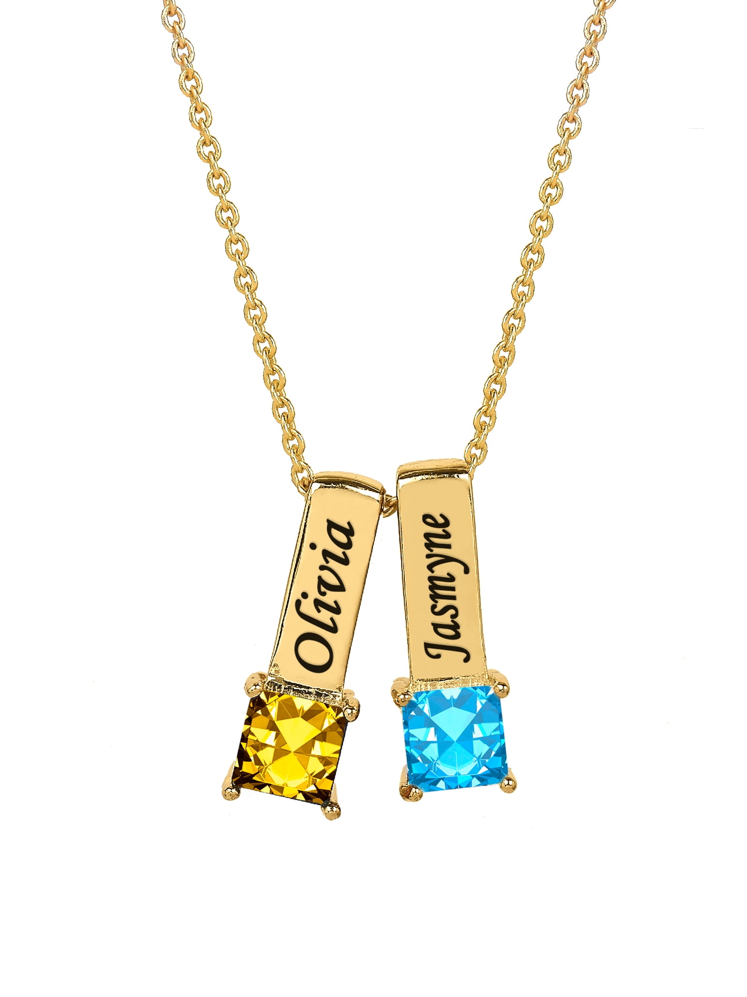 Personalized Family Charm Pendant with Up to 6 Square-Shaped Birthstones