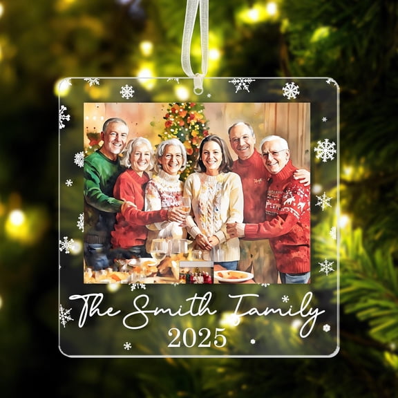 Personalized Family Christmas Acrylic Ornament, Acrylic Ornament, Custom Family Photo Ornament, Family Photo Keepsake, Christmas Gifts