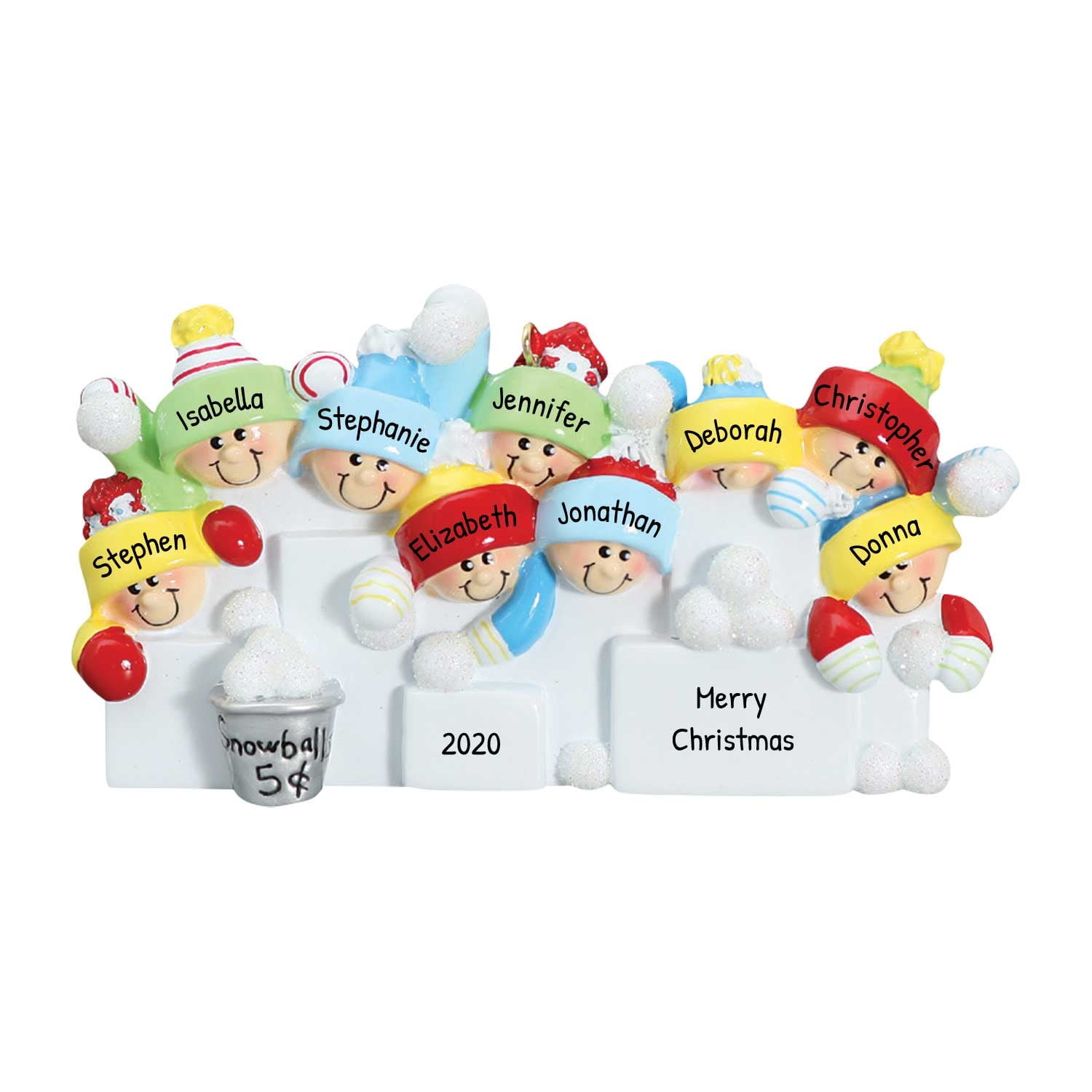 Personalized Snowball Fight Christmas Ornament - Family Of 2-6