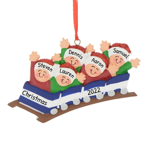 Personalized Family Christmas Ornament - Family of 5 Roller Coaster Ornament 2024 Home Decorations