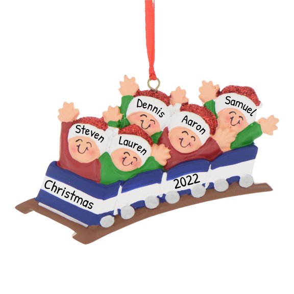 Personalized Family Christmas Ornament - Family of 5 Roller Coaster Ornament 2024 Home Decorations