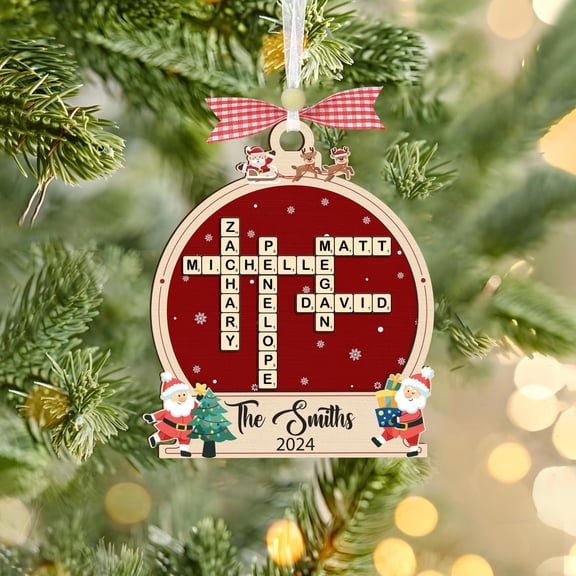 Personalized Family Crossword Ornament, Custom Scrabble Puzzle Ornament, Family Names Christmas Gift, Family Keepsake, Holiday Decor 2024
